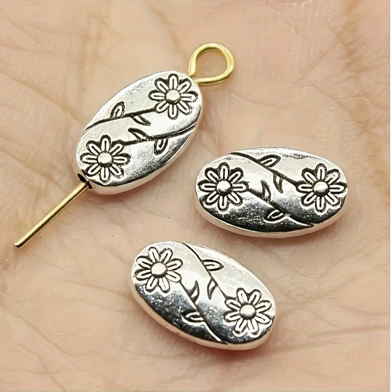 Antique Copper Flower Oval Spacer Beads 10x6x3mm Jewelry