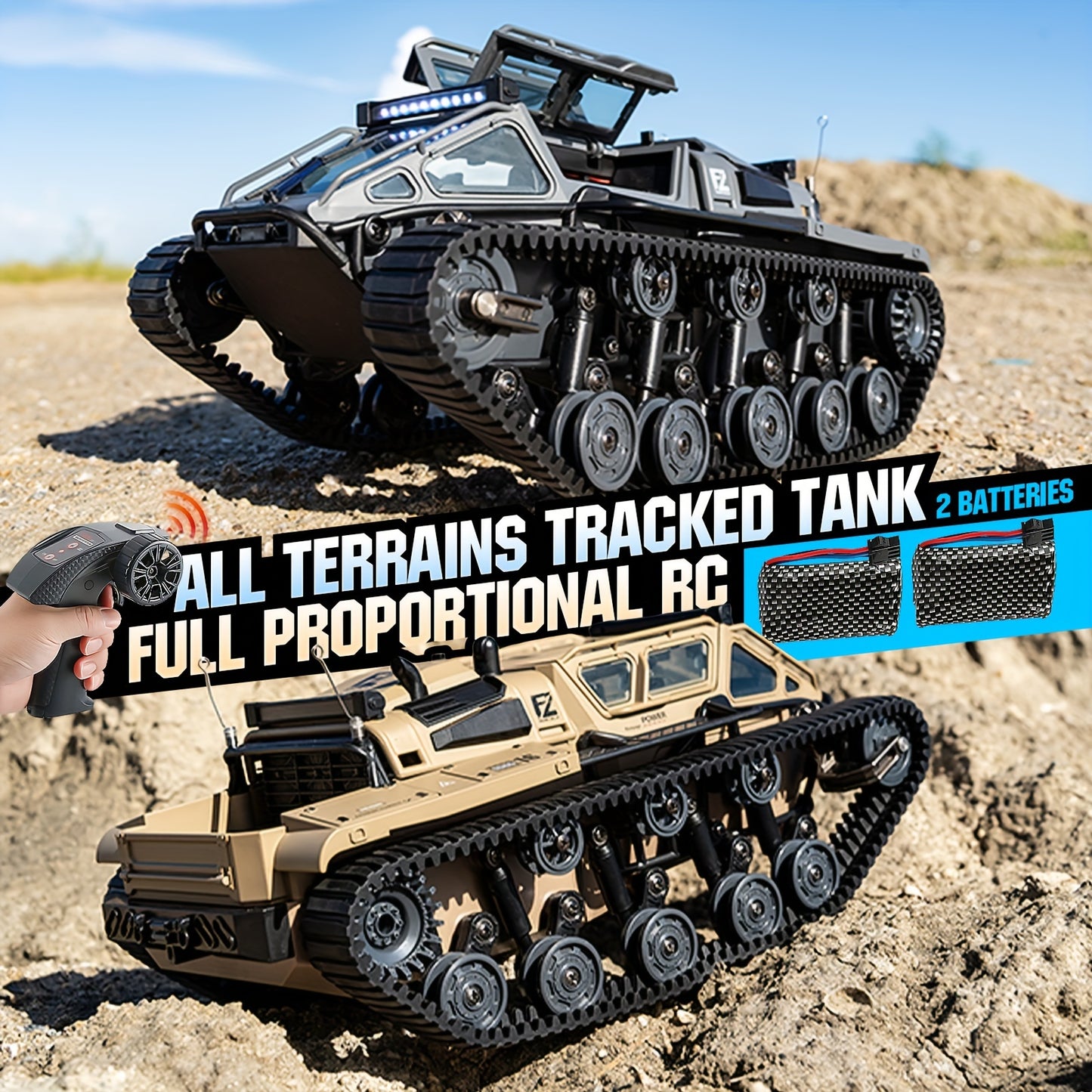 RC Tracked Tank Remote Control Offroad Car With LED Lights