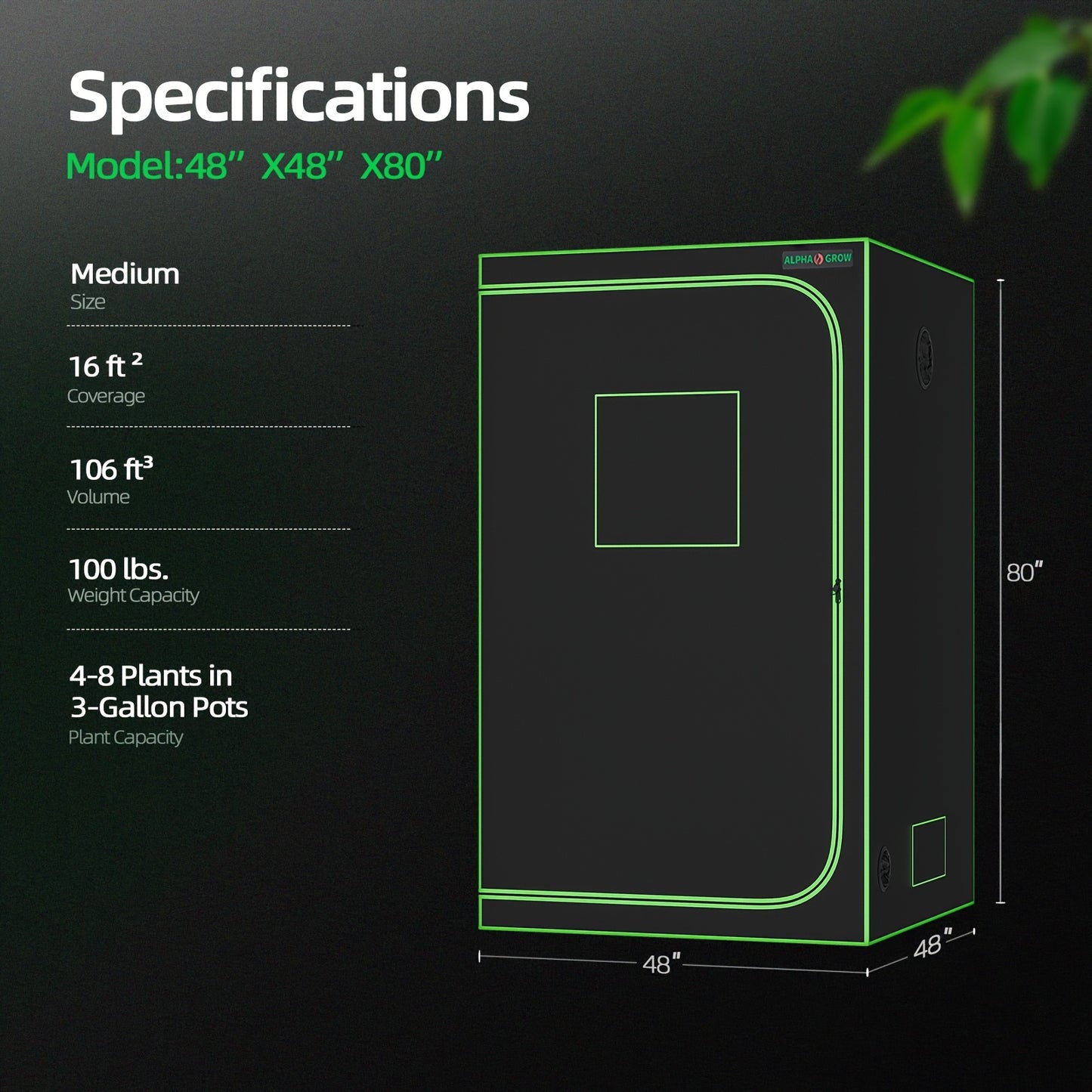 Alphagrow Portable Grow Tent 2x2 3x3 4x4ft Heavy Duty