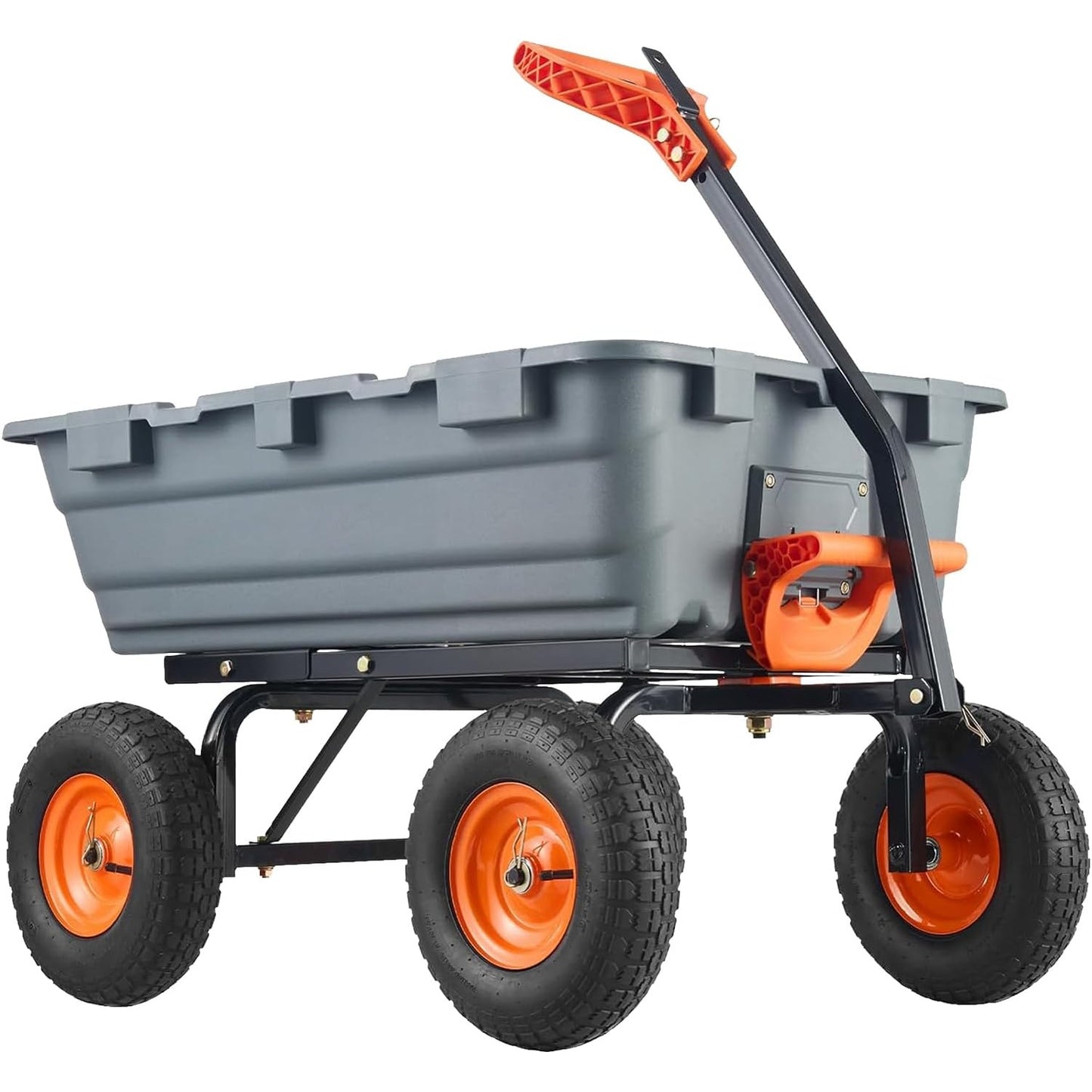 800 Lbs Garden Dump Cart With Steel Frame And Terrain Tires