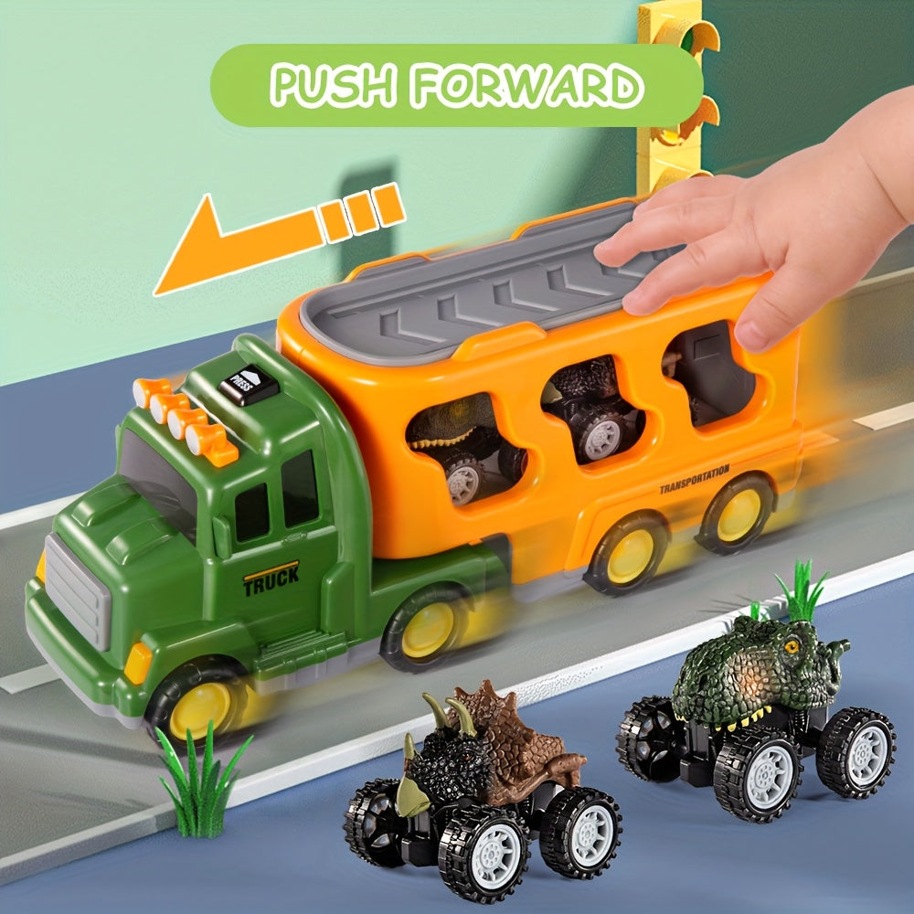 Dinosaur Truck Toy Set With Dino Figures And Monster Cars