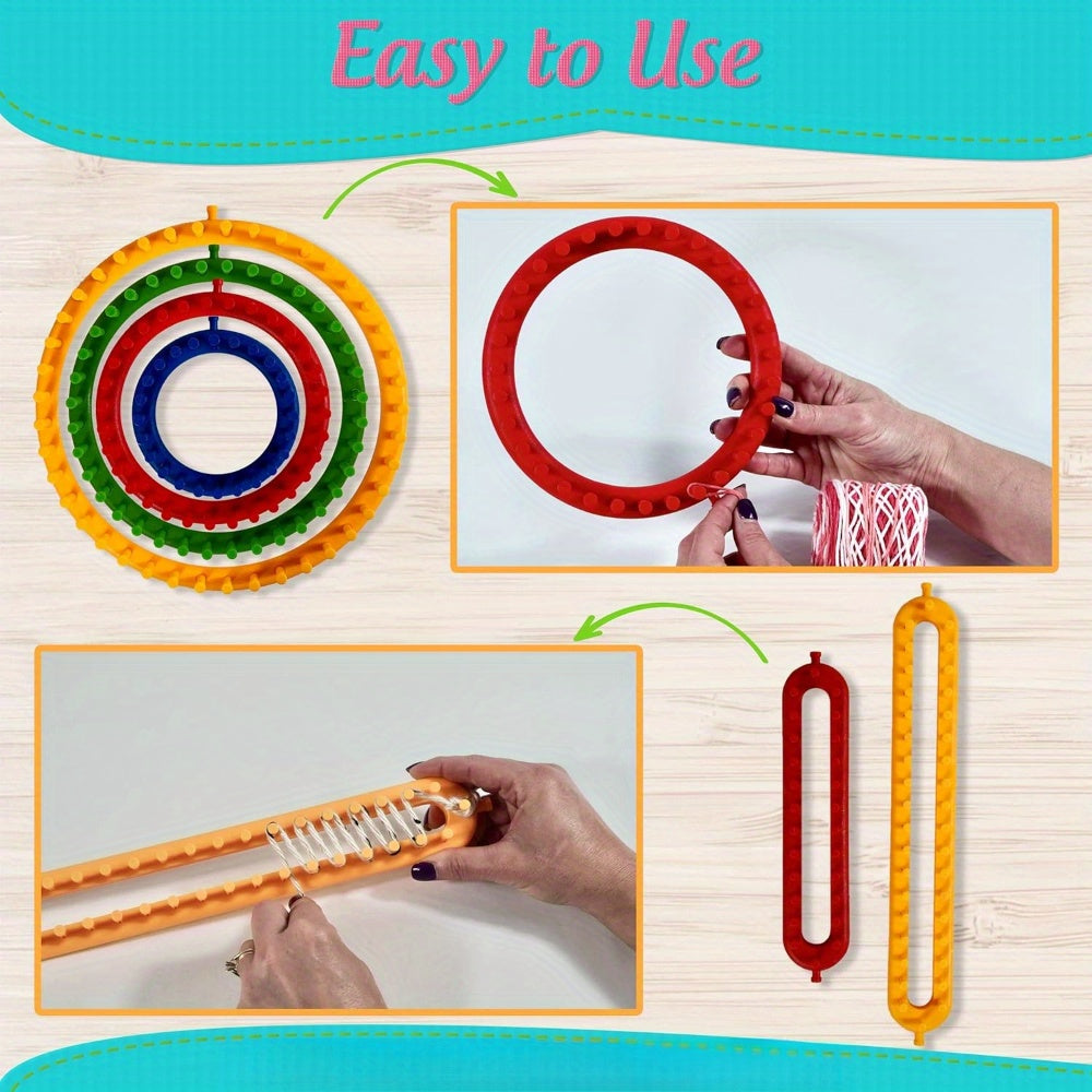 6 Piece DIY Knitting Tool Set Color Mixing Geometric Shapes