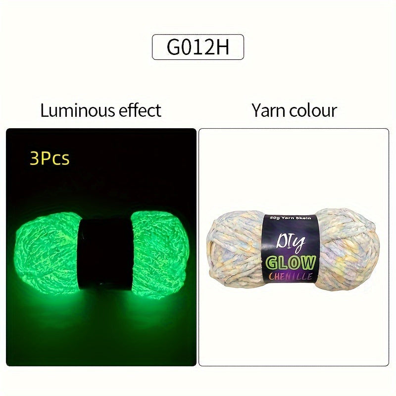 Glow In The Dark Chenille Yarn Set Neon Colors For Crafts