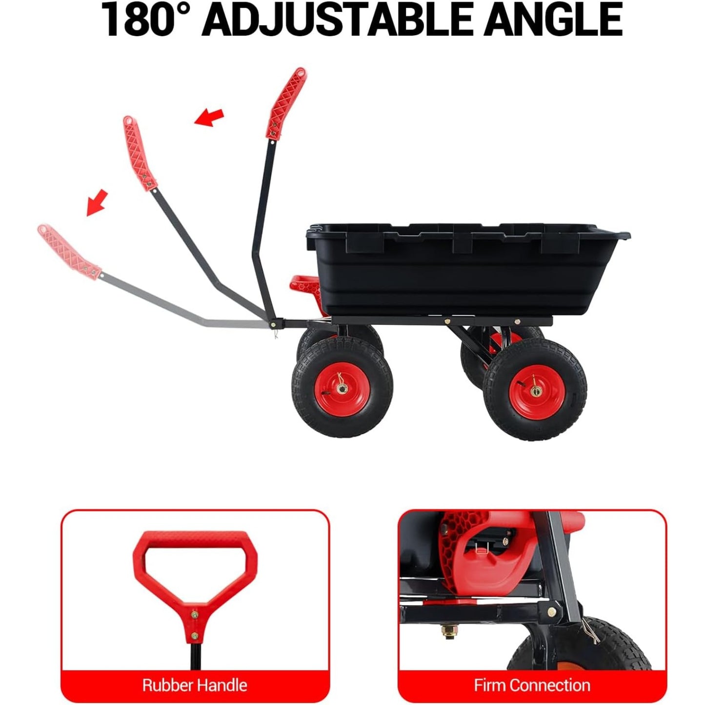 800 Lbs Garden Dump Cart With Steel Frame And Terrain Tires