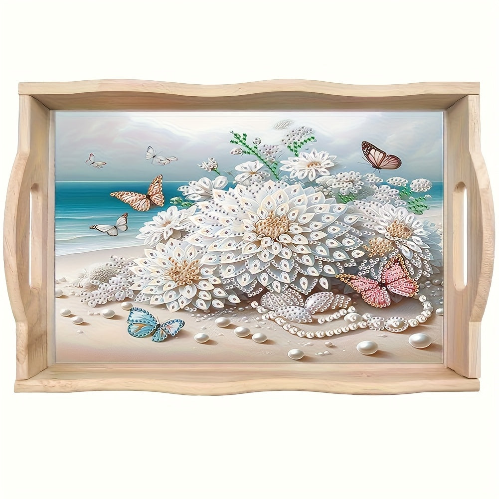 DIY Diamond Painting Wooden Food Tray Beach Daisy Kit