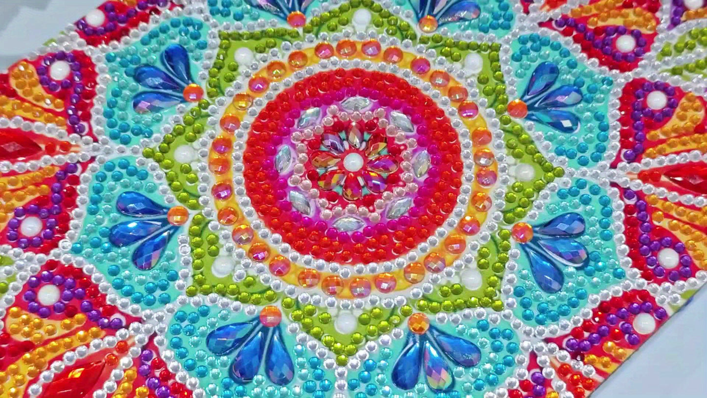 Diamond Painting Kit With Mirror Cover Mandala Wooden Box