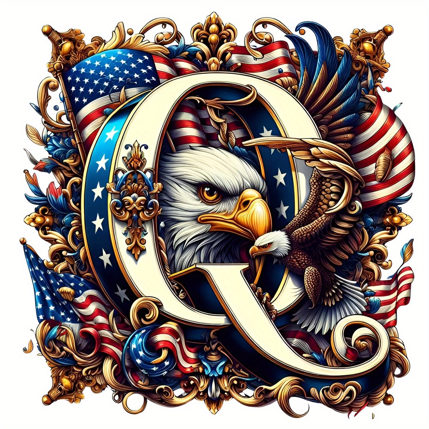 DIY Diamond Art Eagle Flag Alphabet 5D Kit 25 Letters AZ