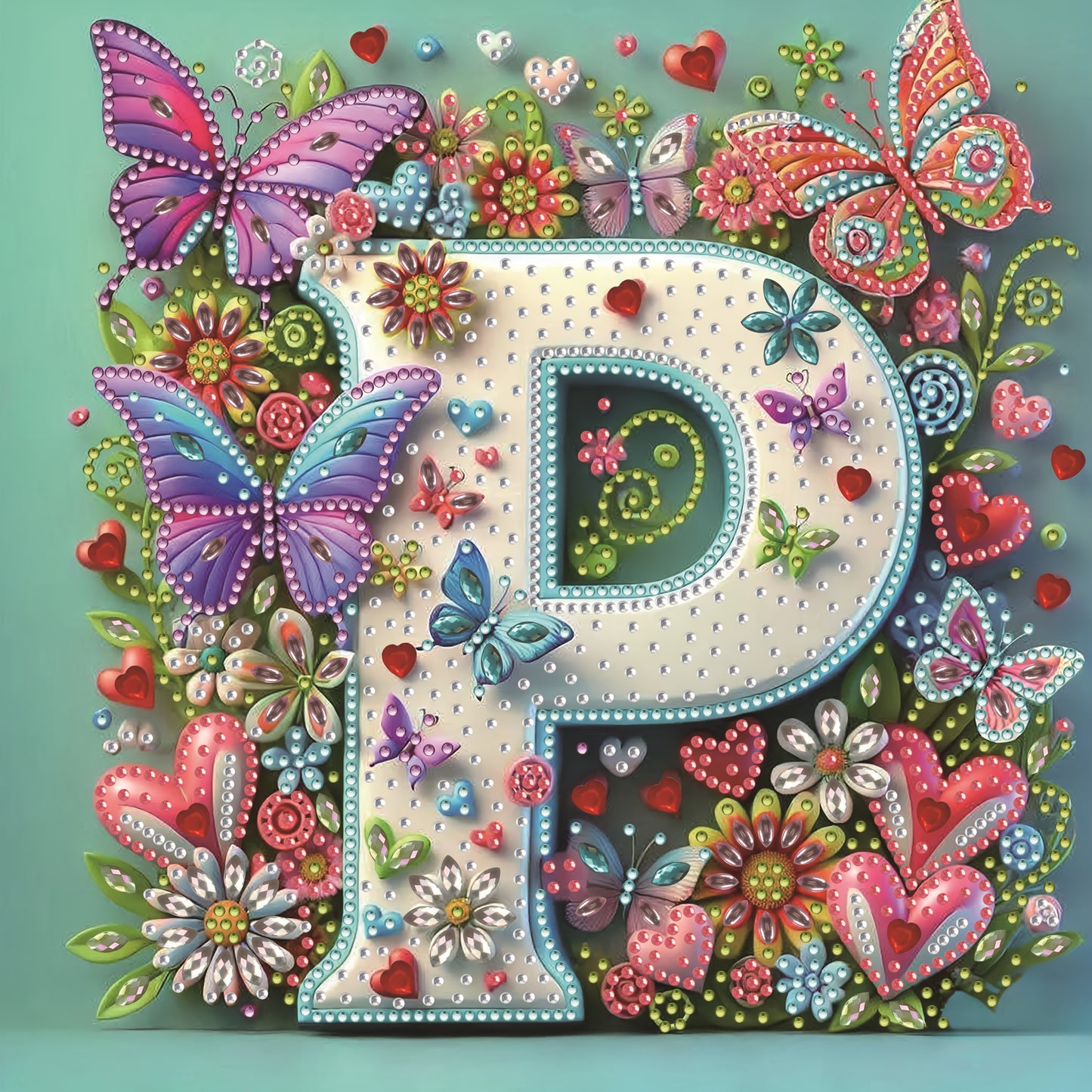 DIY Alphabet Diamond Painting Kit with Butterfly Designs