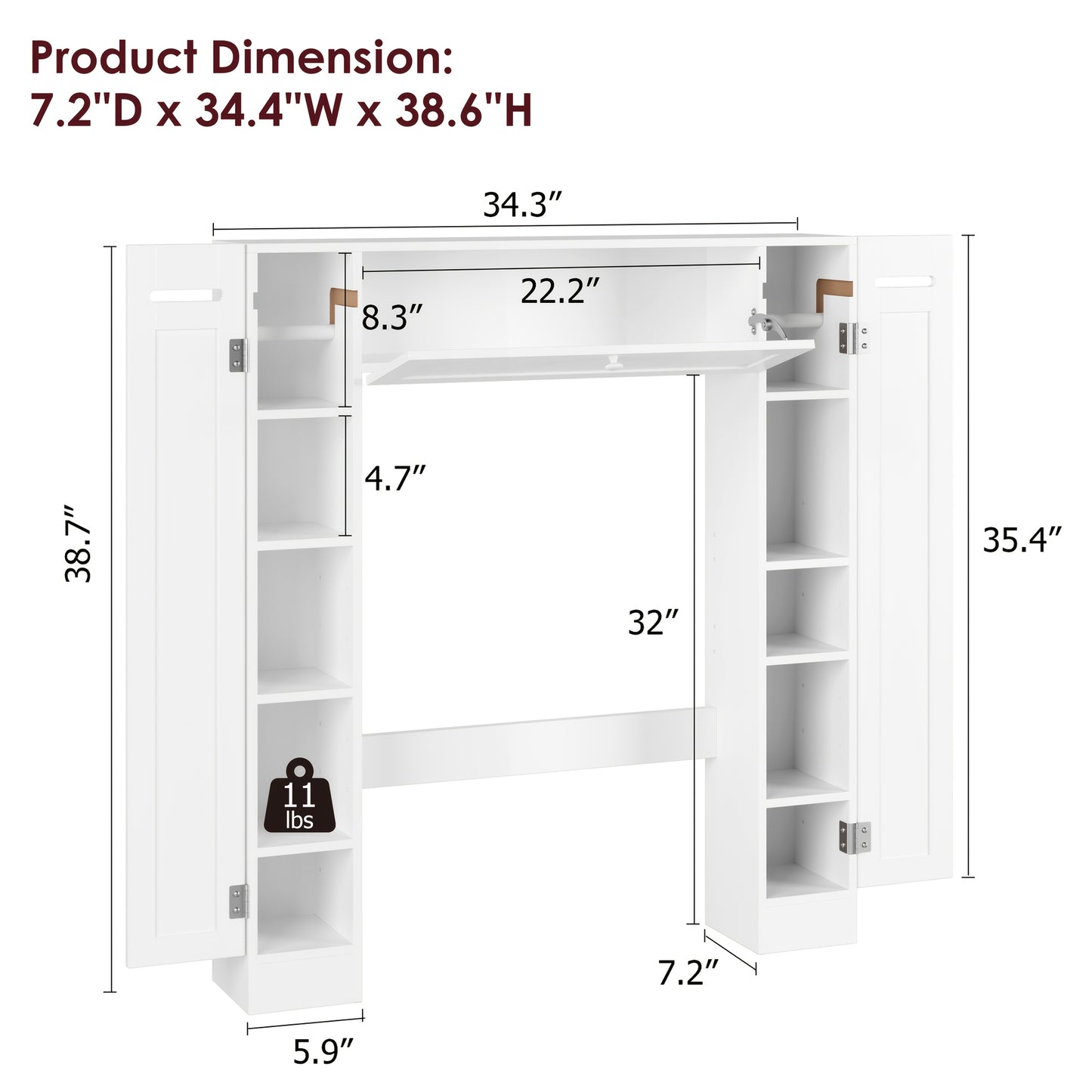 Over Toilet Storage Cabinet White With Adjustable Shelves