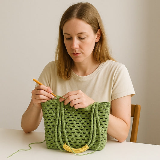 Green Chic Crochet Tote Bag Kit For Beginners DIY Gift