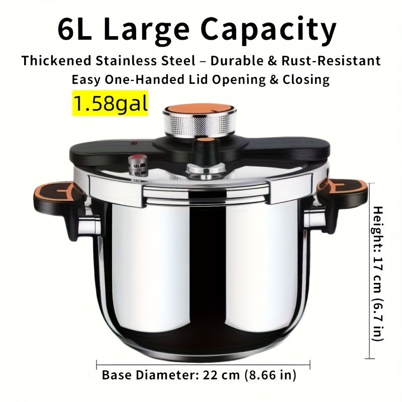 Stainless Steel Pressure Cooker With One Twist Lock Lid 5L