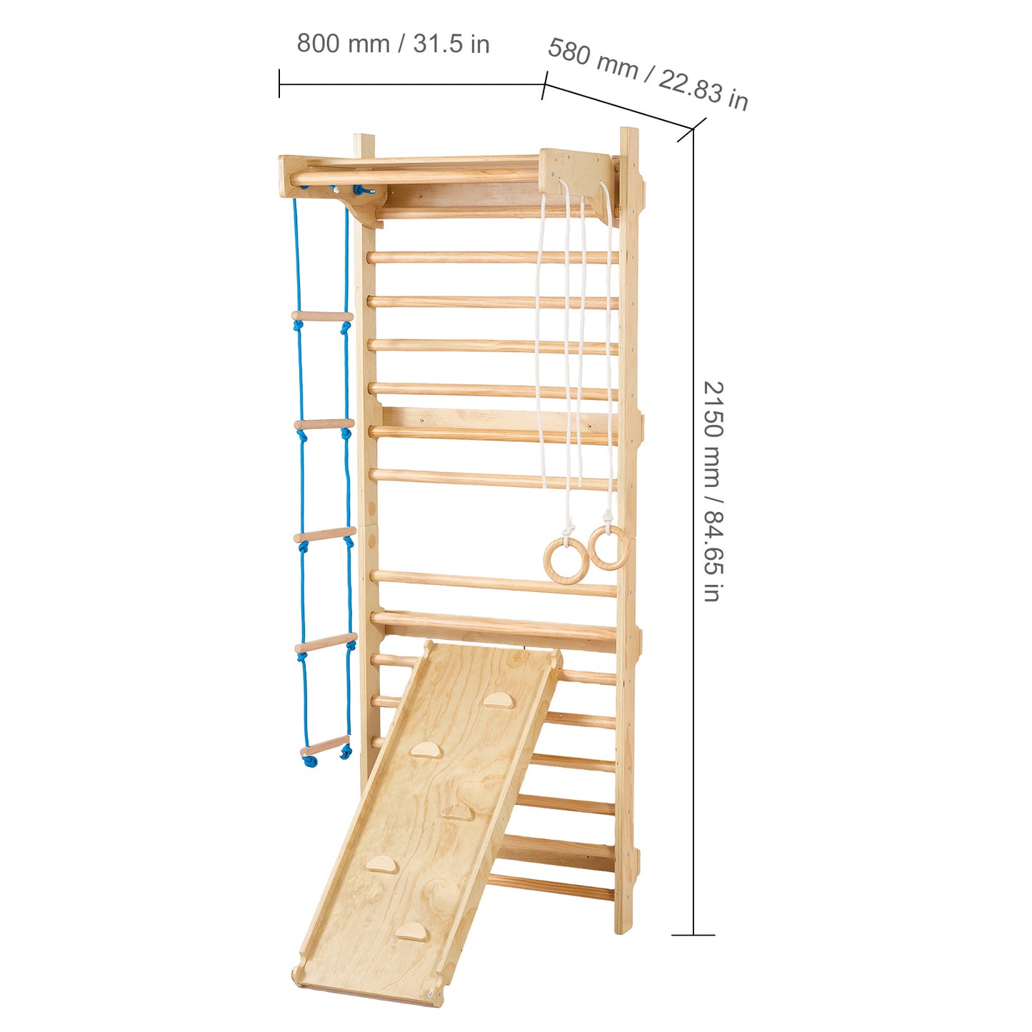Wooden Indoor Swedish Ladder Wall Gym 5 in 1 for Children