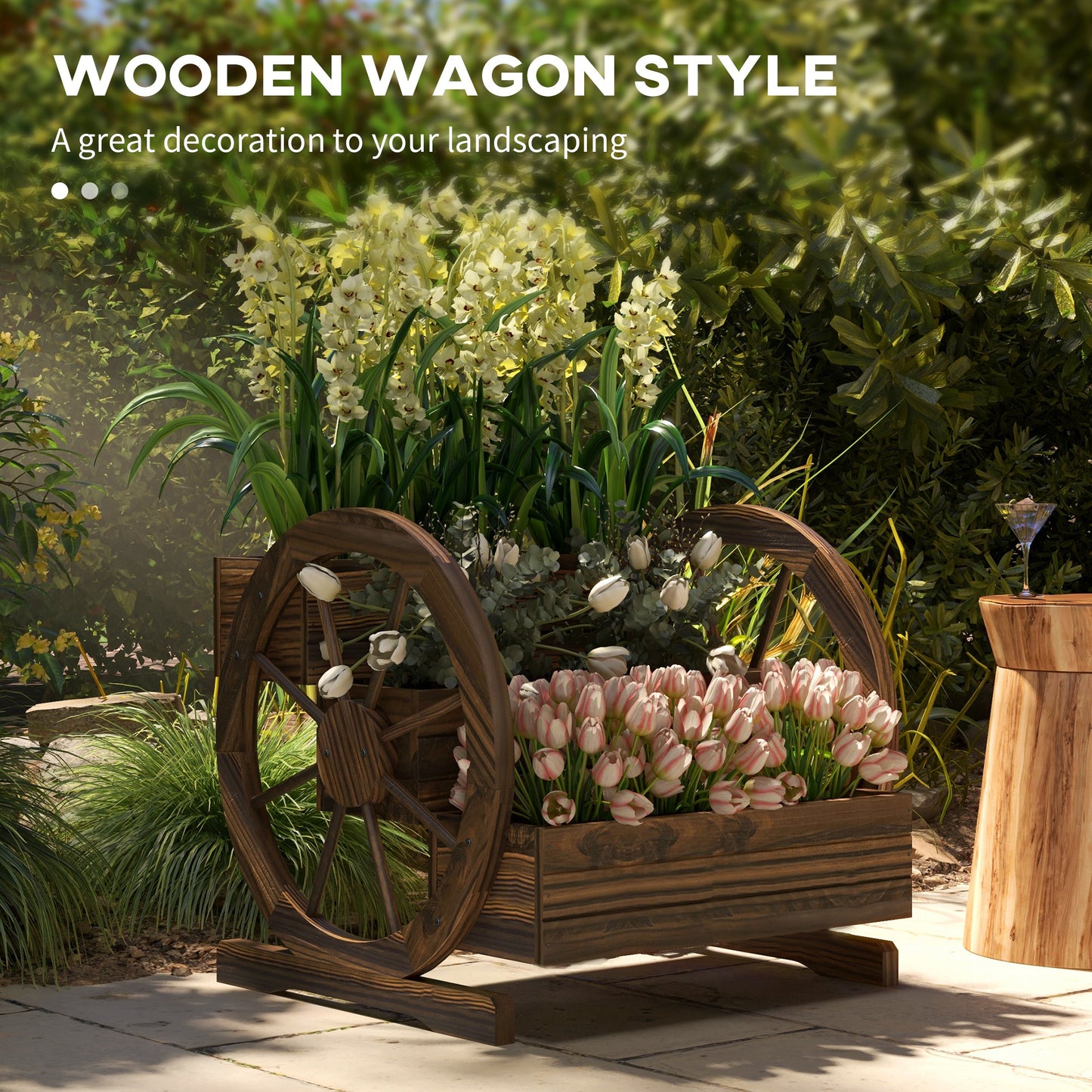 Outsunny 3 Tier Raised Garden Bed Wagon Planter Boxes