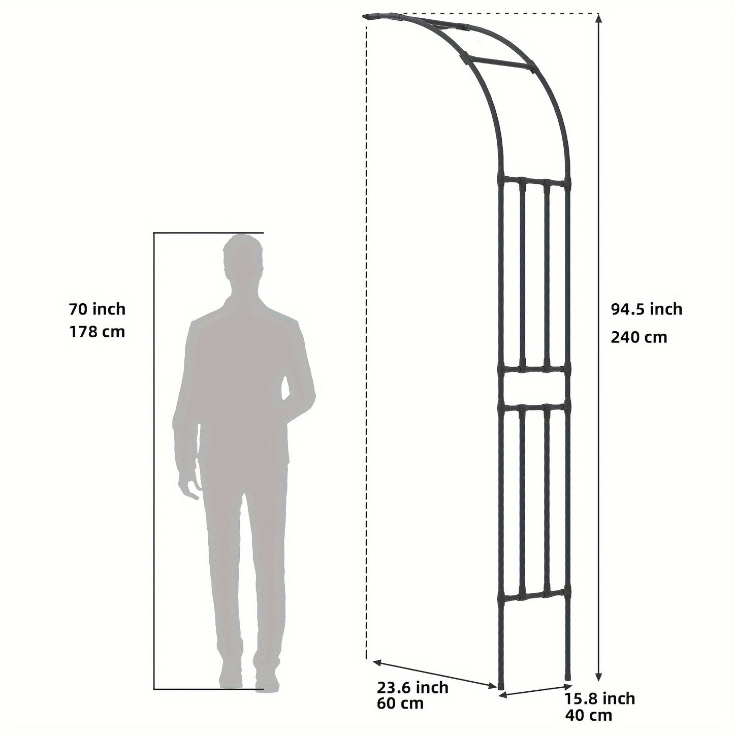 Black Metal Garden Arch Trellis For Climbing Plants Outdoor