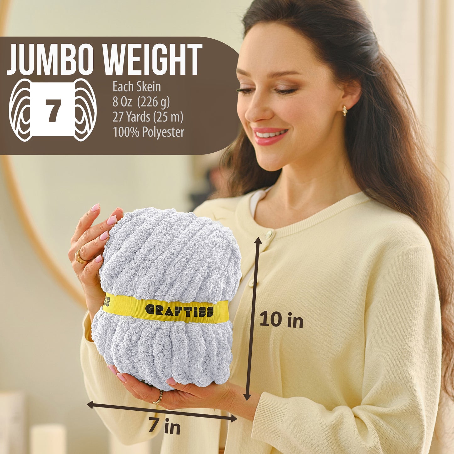 Chunky Chenille Yarn Jumbo 7 Weight Skeins For Crocheting