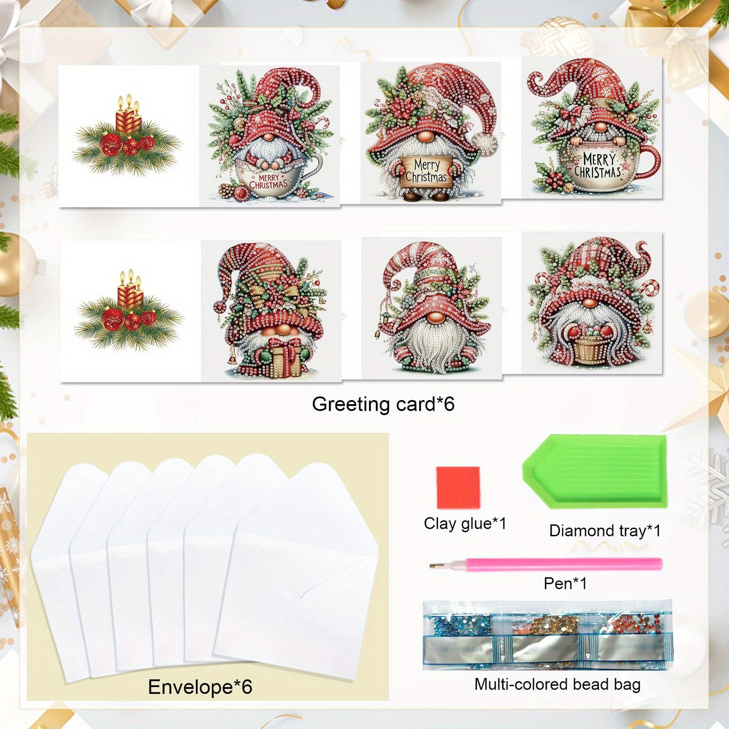 DIY Diamond Painting Greeting Cards Kit With Envelopes