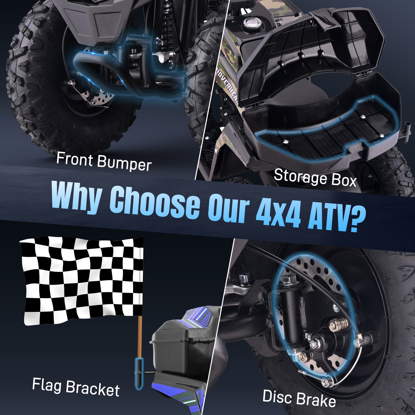 40CC 4-Stroke Kids Off-Road Quad Bike With Knobby Tires