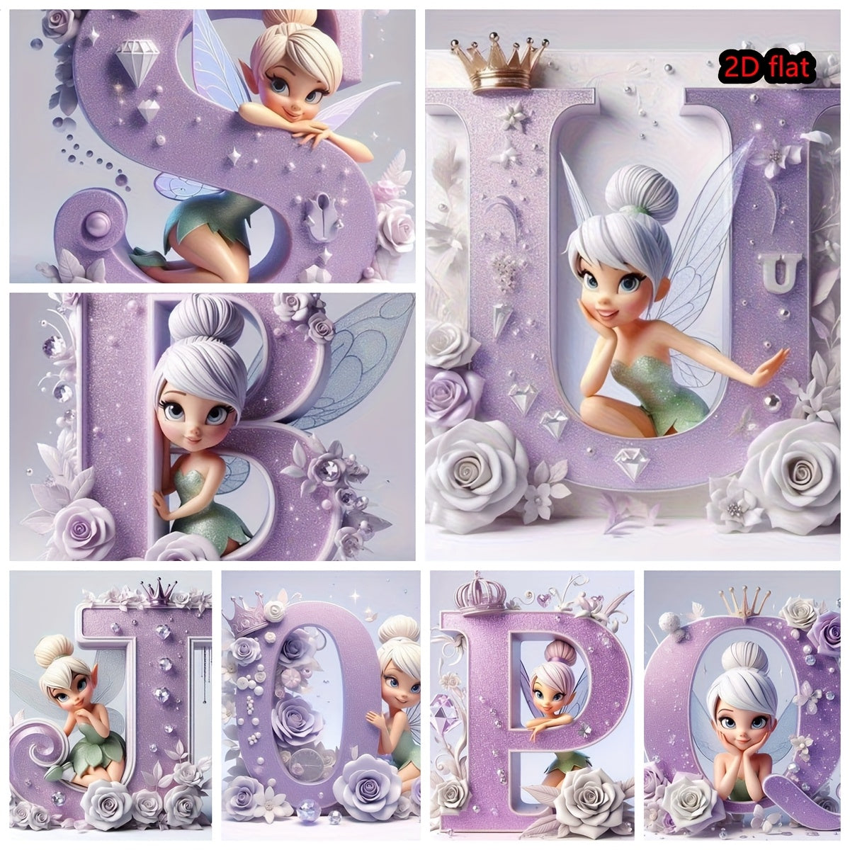 Round Diamond Art Kit with A-Z Letters and Elves Wall Decor