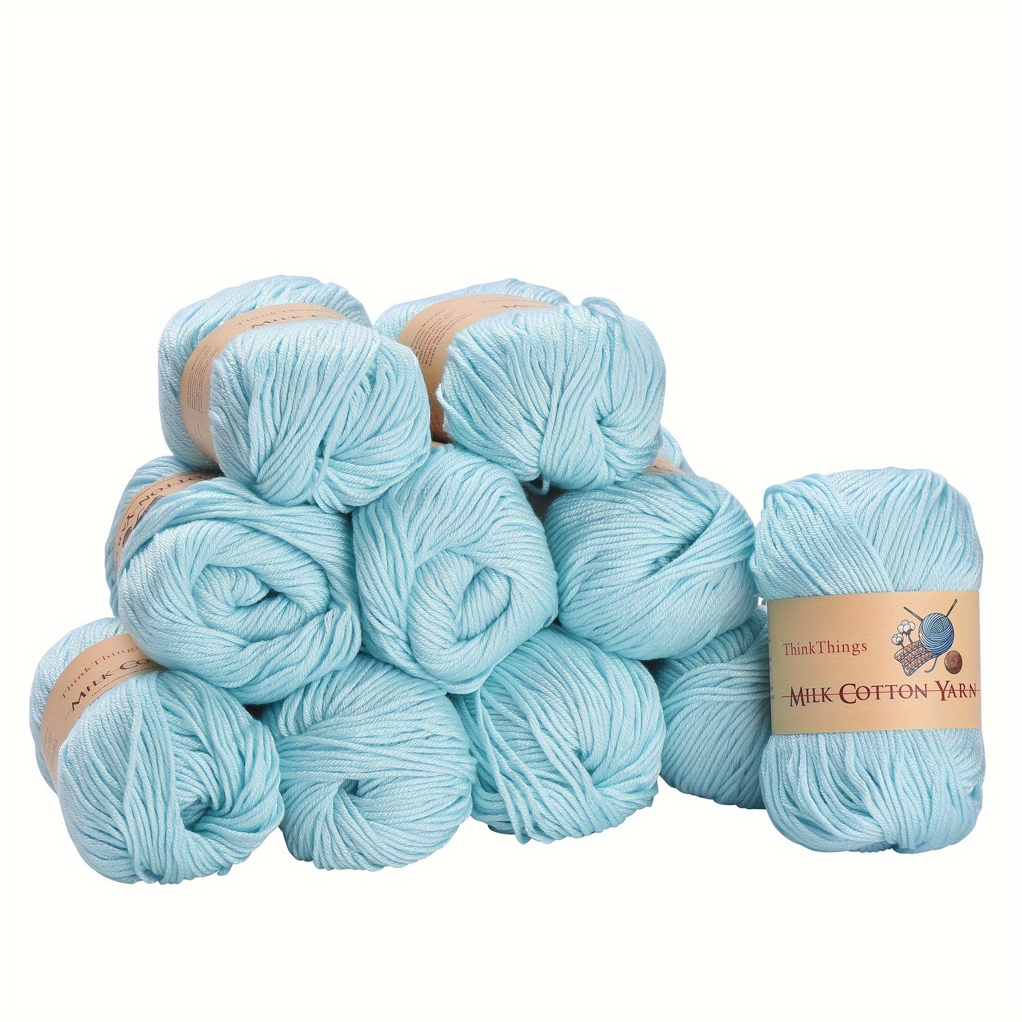 Light Blue Acrylic Yarn 10 Balls Pack Crochet For Beginners