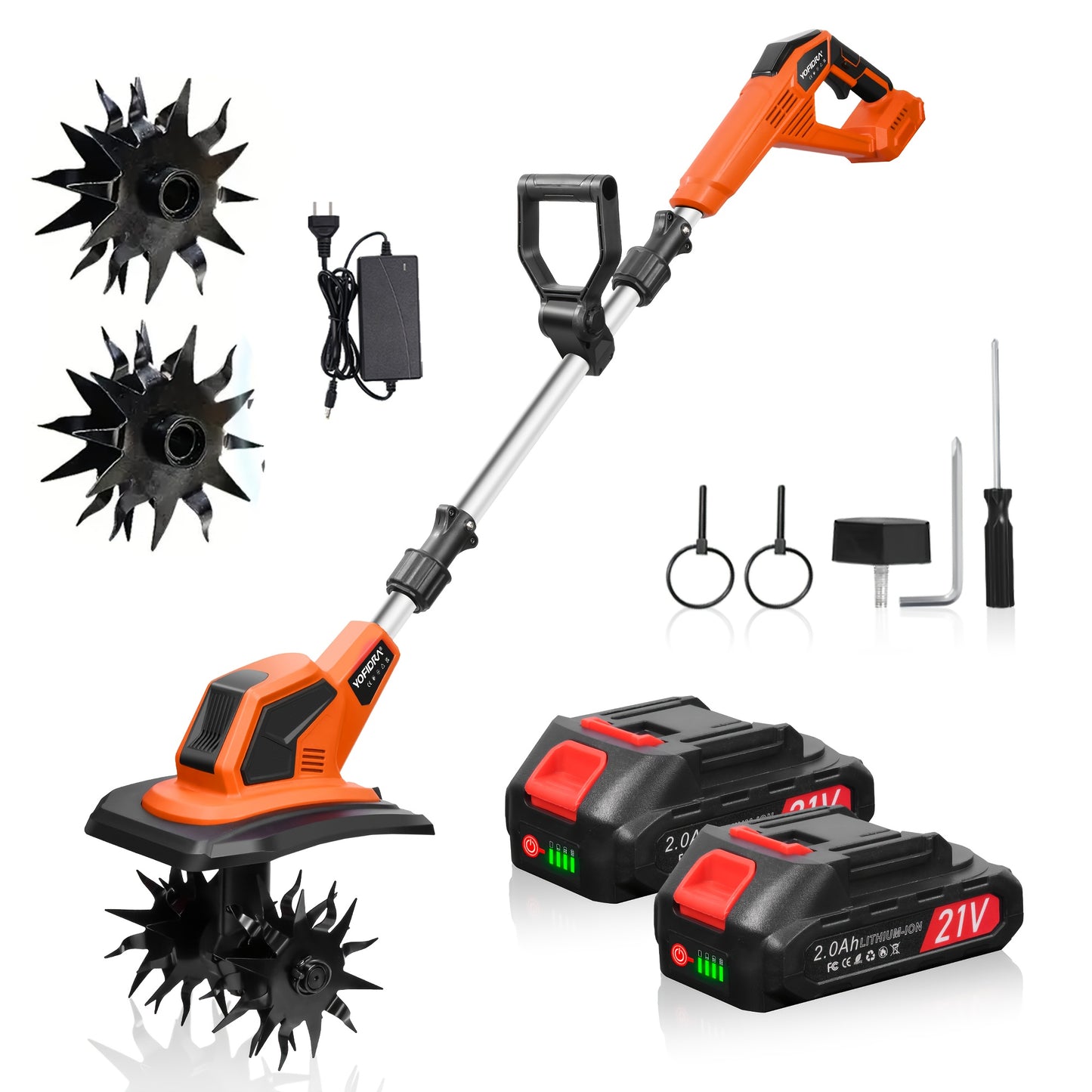 Cordless Garden Tiller With 2 Batteries 360 RPM Lightweight