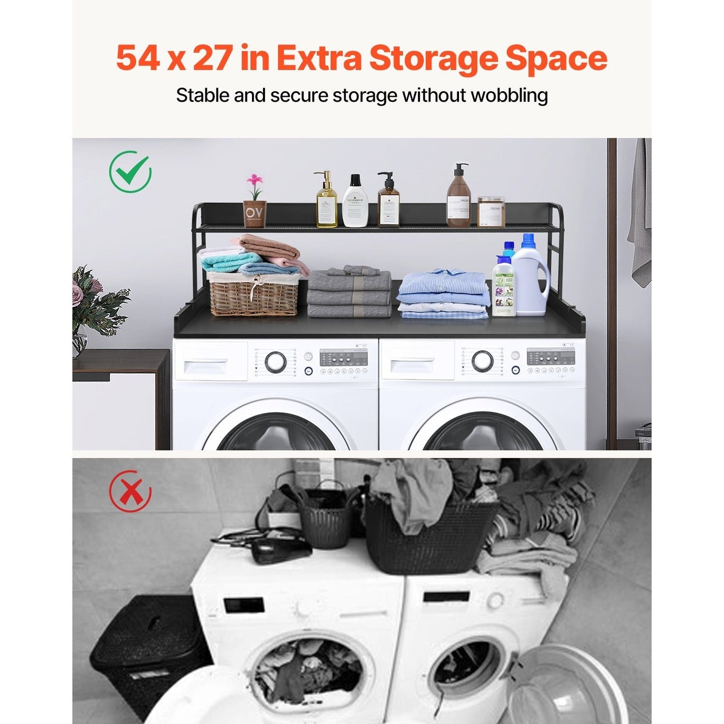 VEVOR Washer Dryer Countertop With 2 Tier Shelf Storage