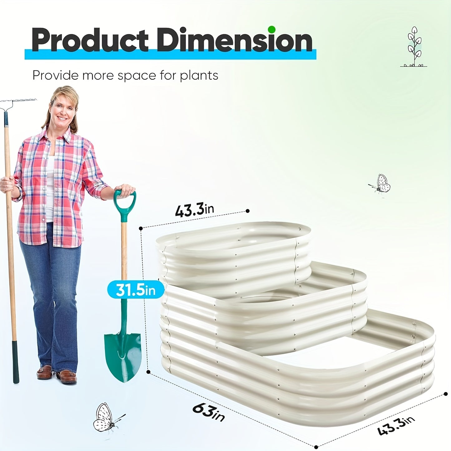 Three Tier Galvanized Steel Raised Garden Bed Kit Outdoor