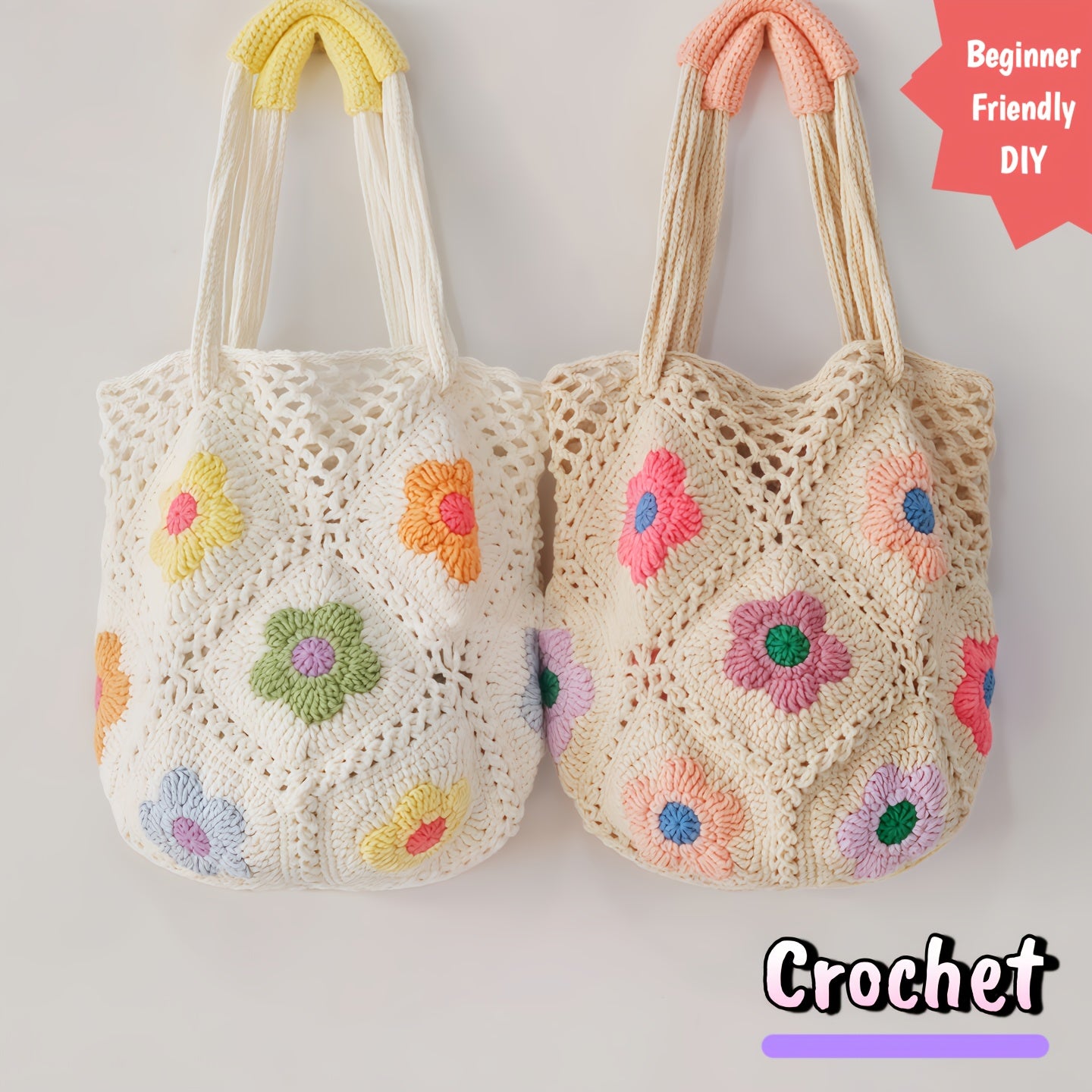 Floral Crochet Bag Kit For Beginners With Premium Yarn