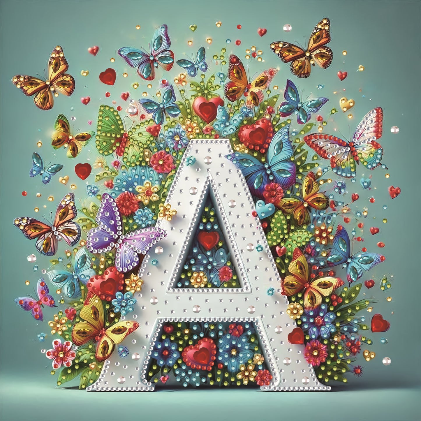 DIY Alphabet Diamond Painting Kit with Butterfly Designs