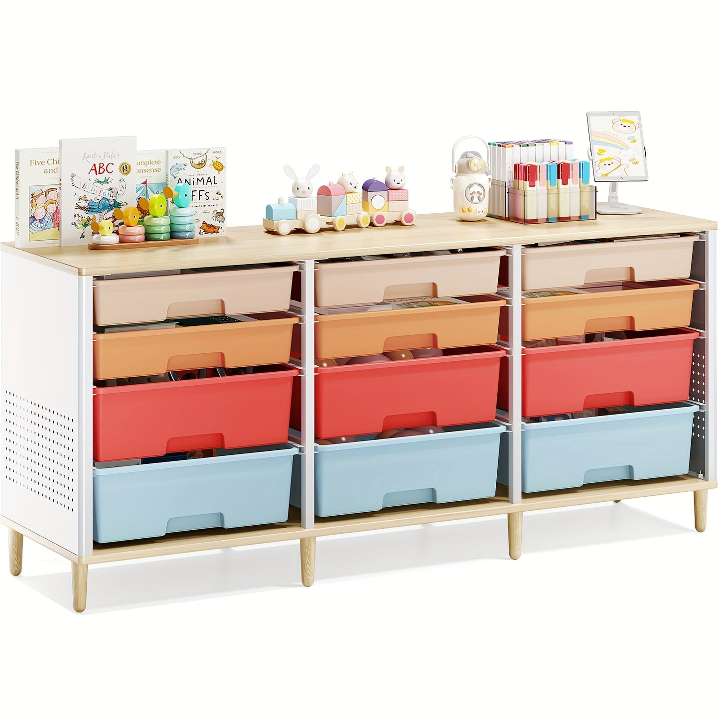 TOOLF 12-Drawer Storage Cabinet with Tabletop Organizer