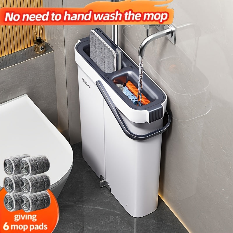 Stainless Steel Rod Mop And Bucket Set With Microfiber Pads