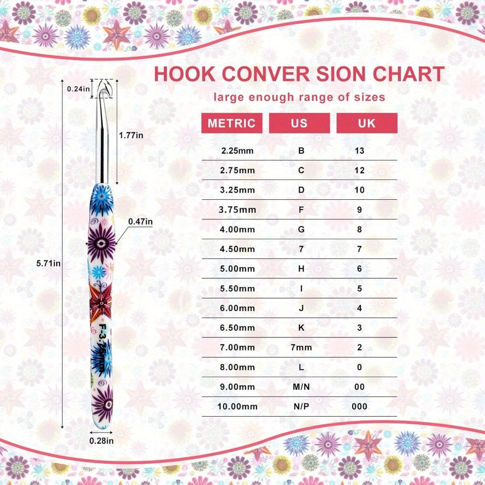 14Pcs Crochet Hook Set Storage Bag with Ergonomic Handles
