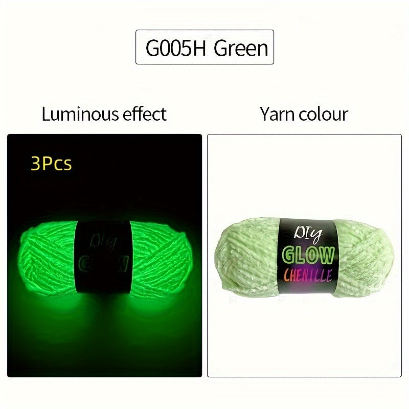 Glow In The Dark Chenille Yarn Set Neon Colors For Crafts
