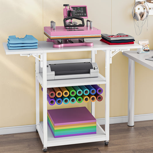 Foldable 3-Tier Heat Press Table with Vinyl Holder for DIY