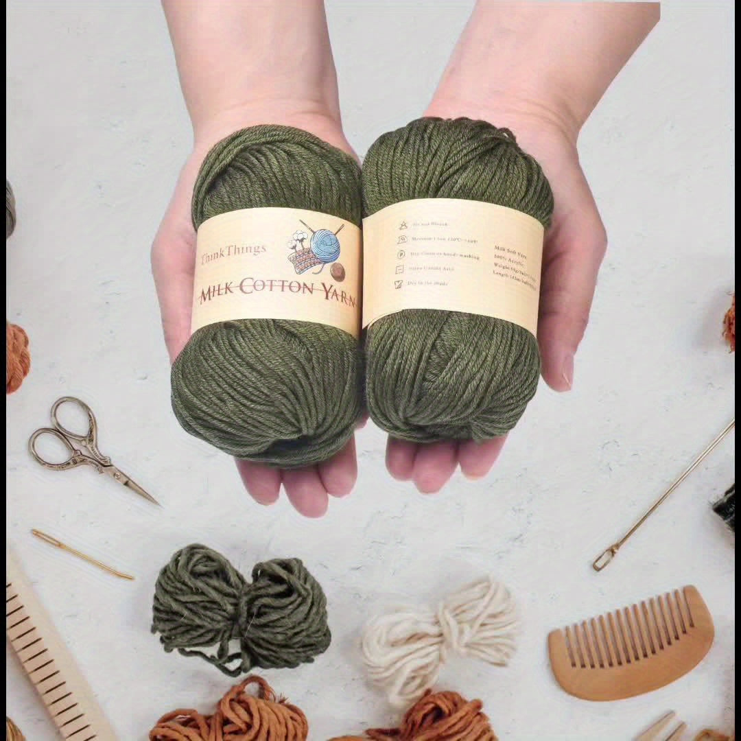 ThinkThings Army Green Acrylic Yarn For Crocheting 10 Balls
