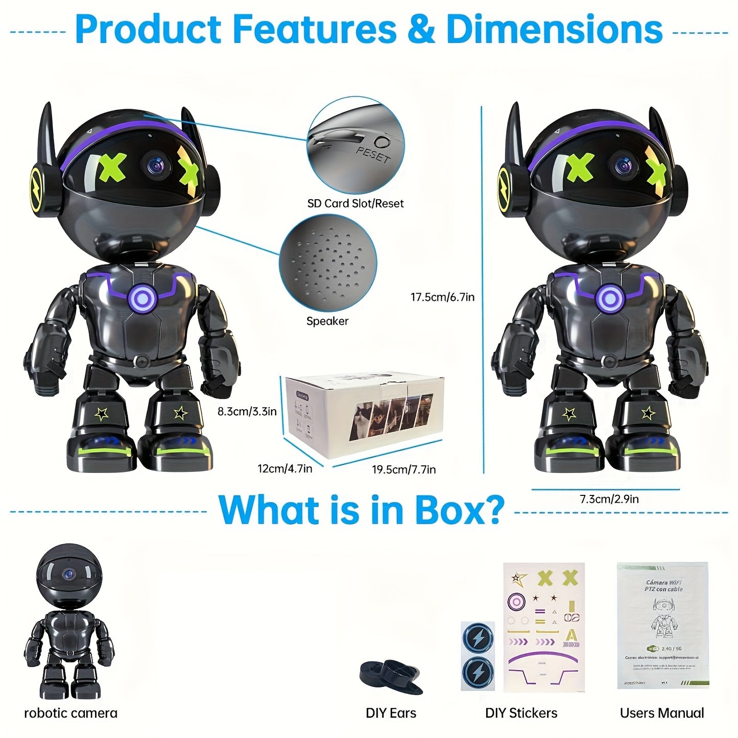 2K HD Smart Robot Camera With Audio And Night Vision