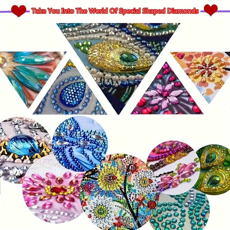 5D Diamond Painting Kit Purple Blue Mandala Wooden Tray