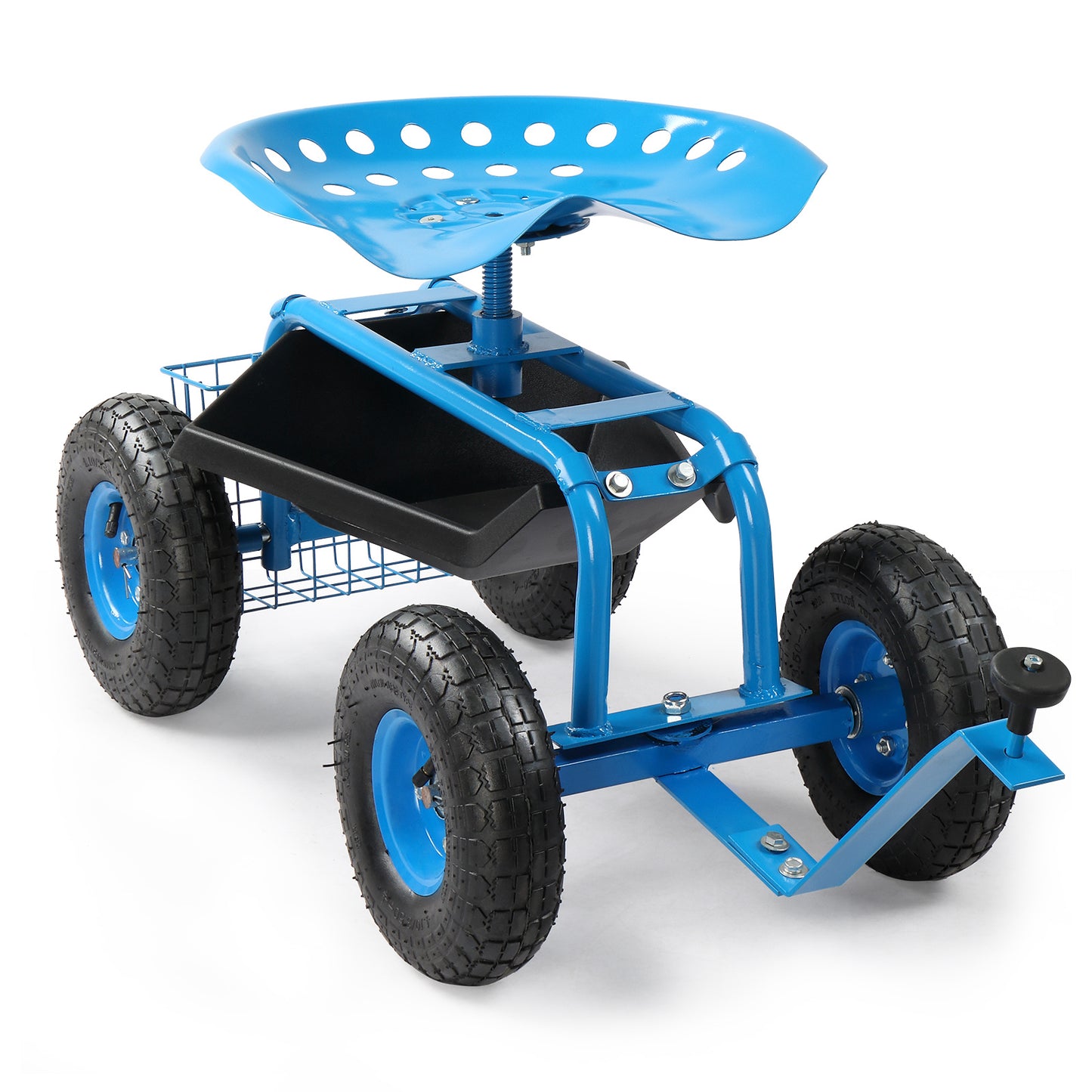Telescopic Black Iron Garden Cart with Seat Cushion