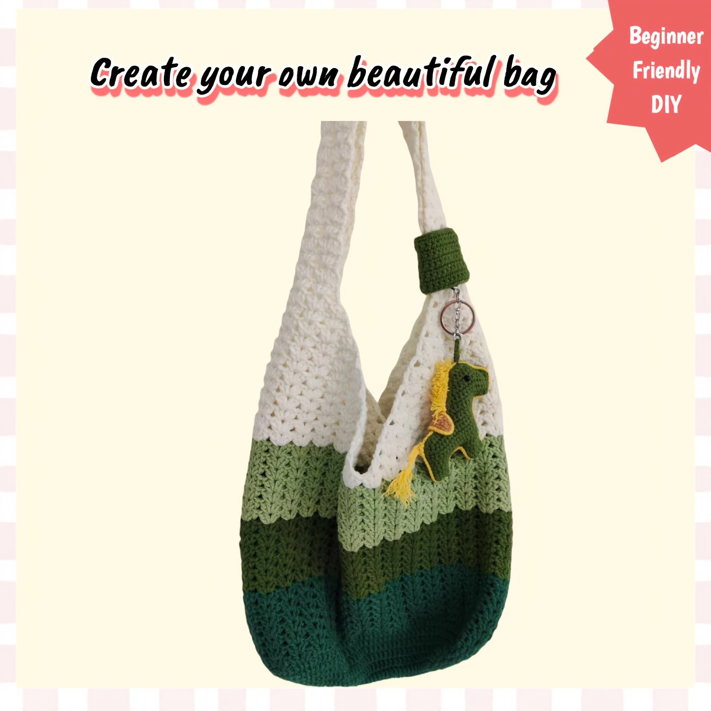 Green Vibes Crochet Bag Kit 3 Tone DIY Shoulder Bag