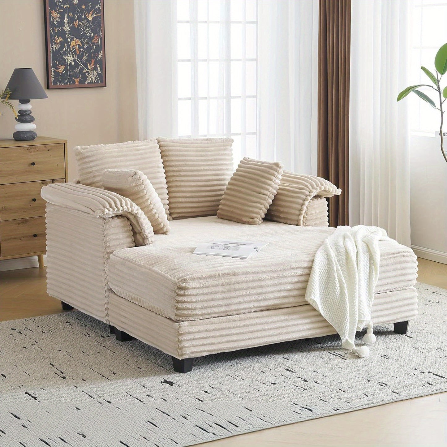 Motoos 56 Inch Oversized Sofa Bed With Corduroy Recliner