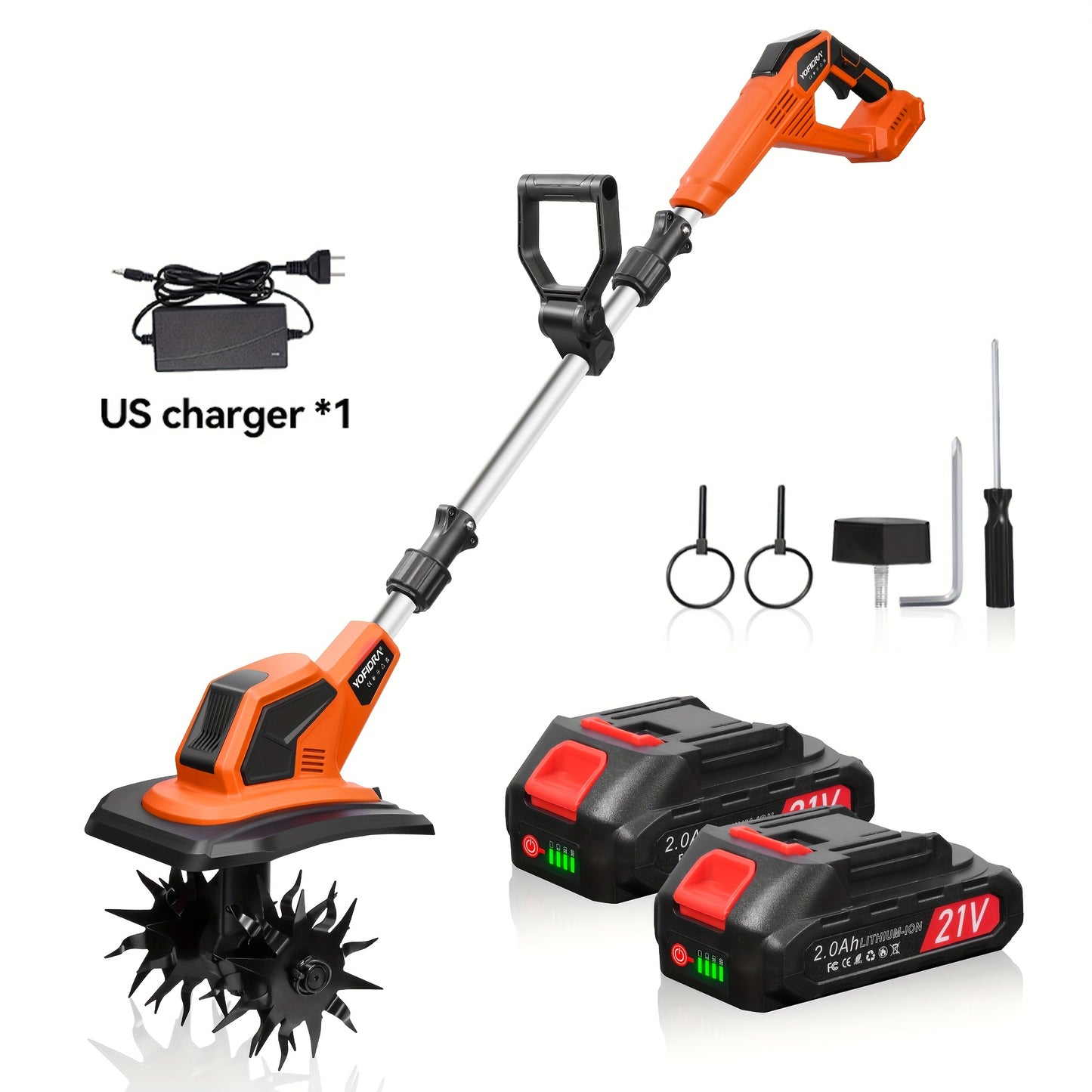 Cordless Garden Tiller With 2 Batteries 360 RPM Lightweight