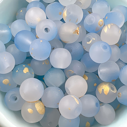 150Pcs 8mm Glass Frosted Golden Powder Beads For Jewelry