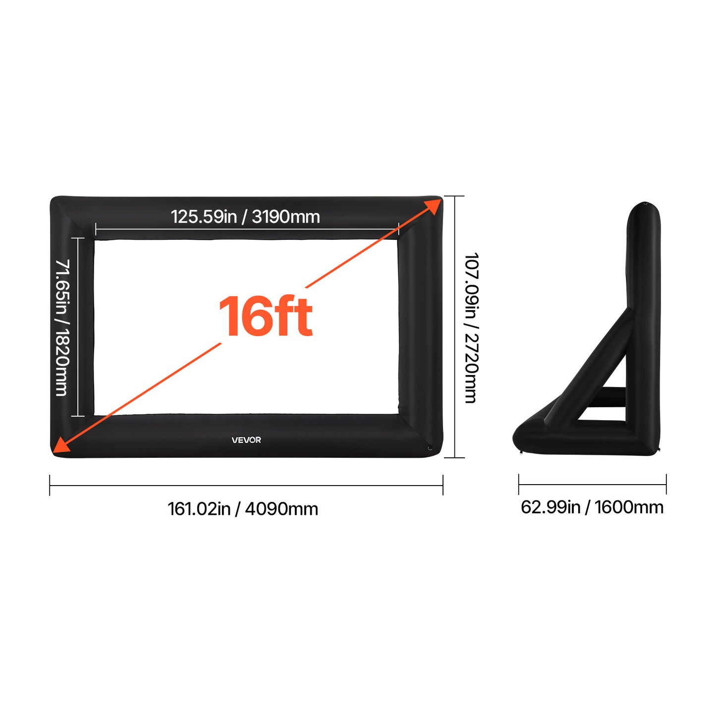 VEVOR Inflatable Projector Screen 14 16 20ft Outdoor