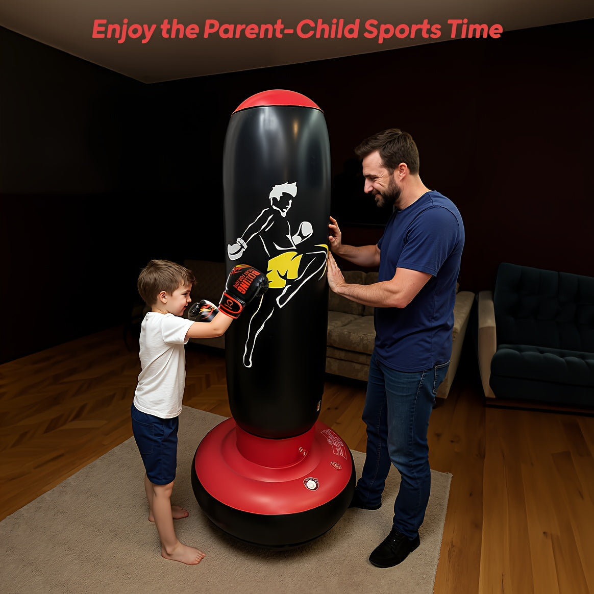 QPAU 66 Inch Inflatable Kids Punching Bag With Gloves