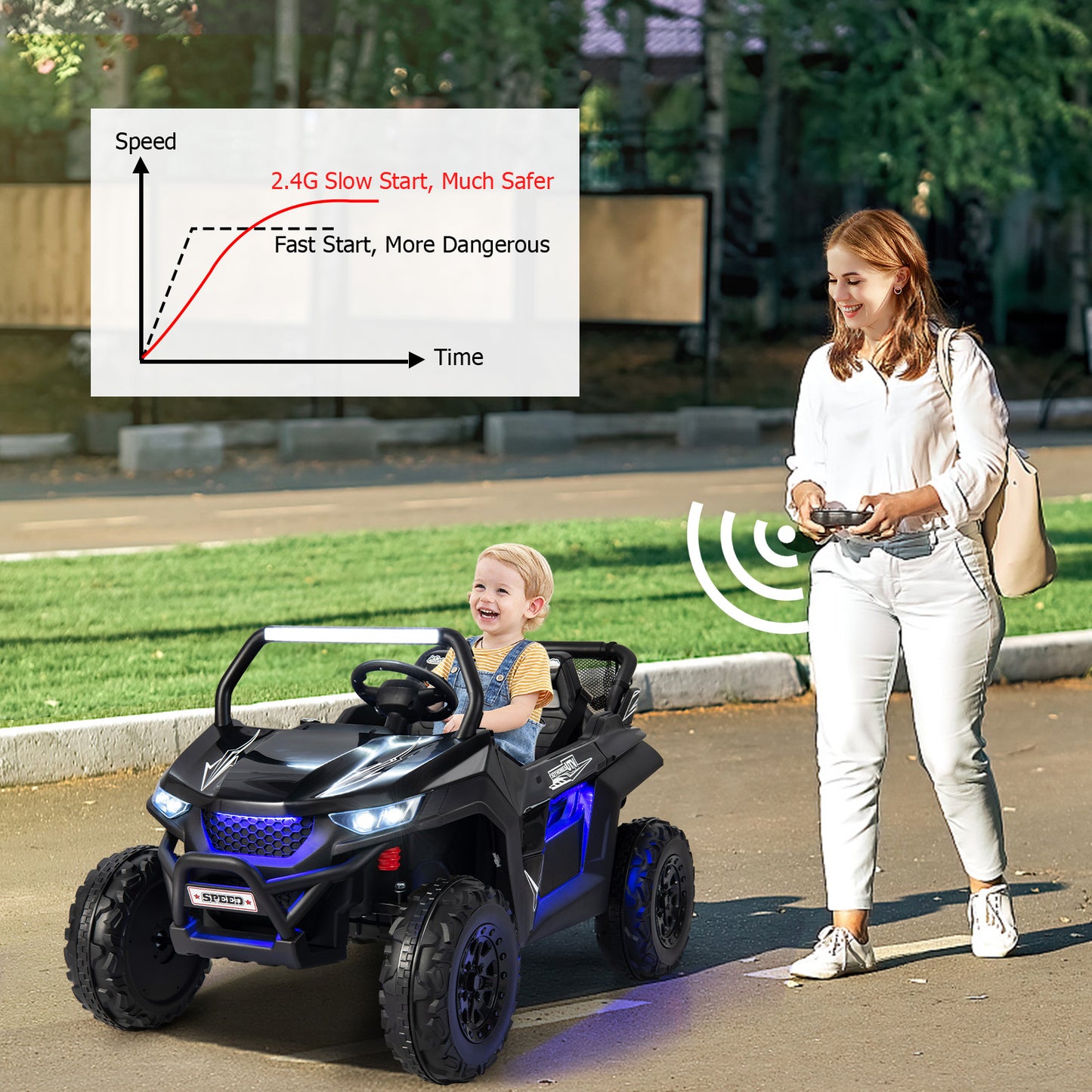 COSTWAY 12V Kids Electric UTV Ride On With Remote And Lights