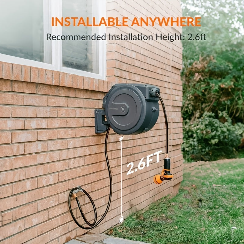 Giraffe Tools Retractable Hose Reel 90ft Wall Mounted