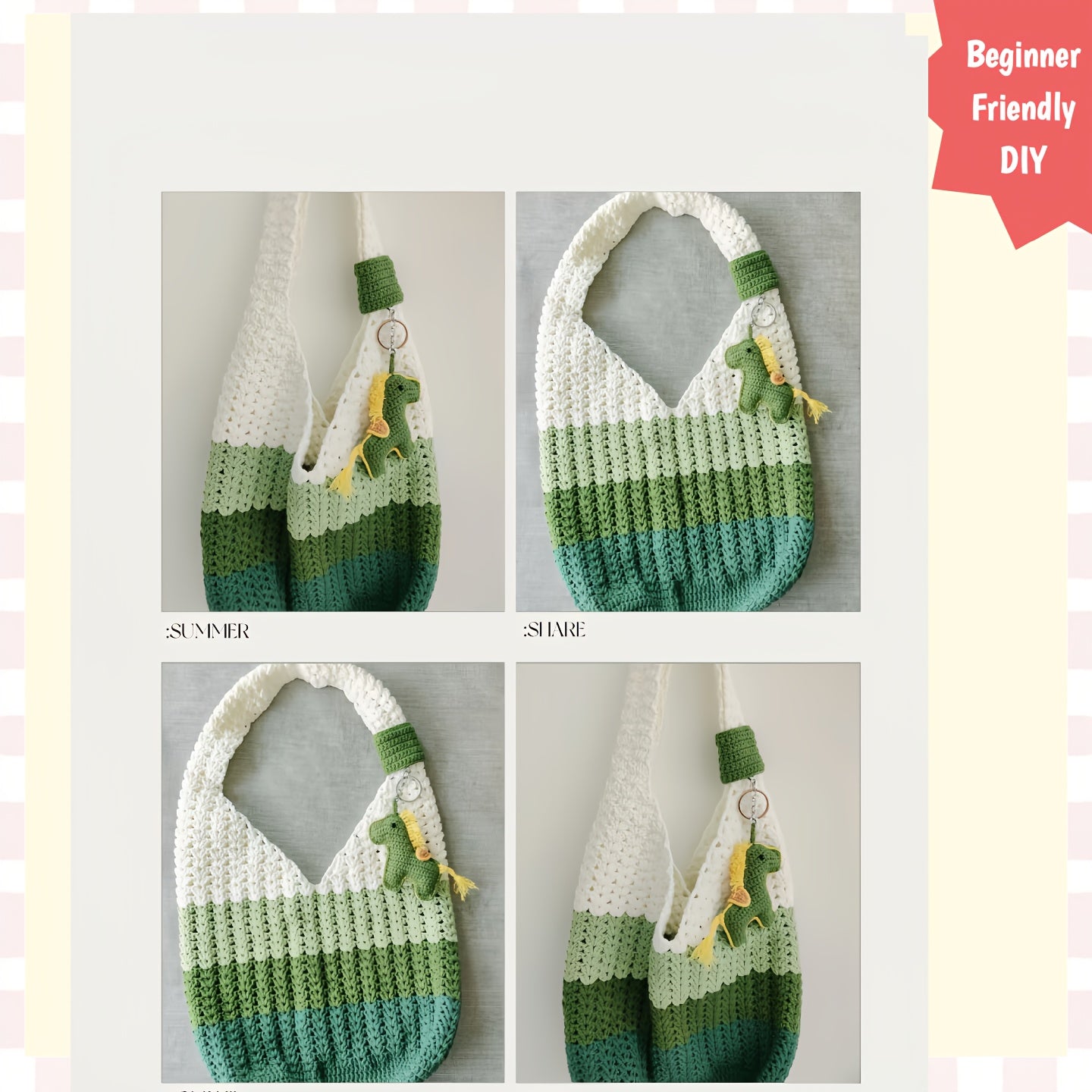Green Vibes Crochet Bag Kit 3 Tone DIY Shoulder Bag