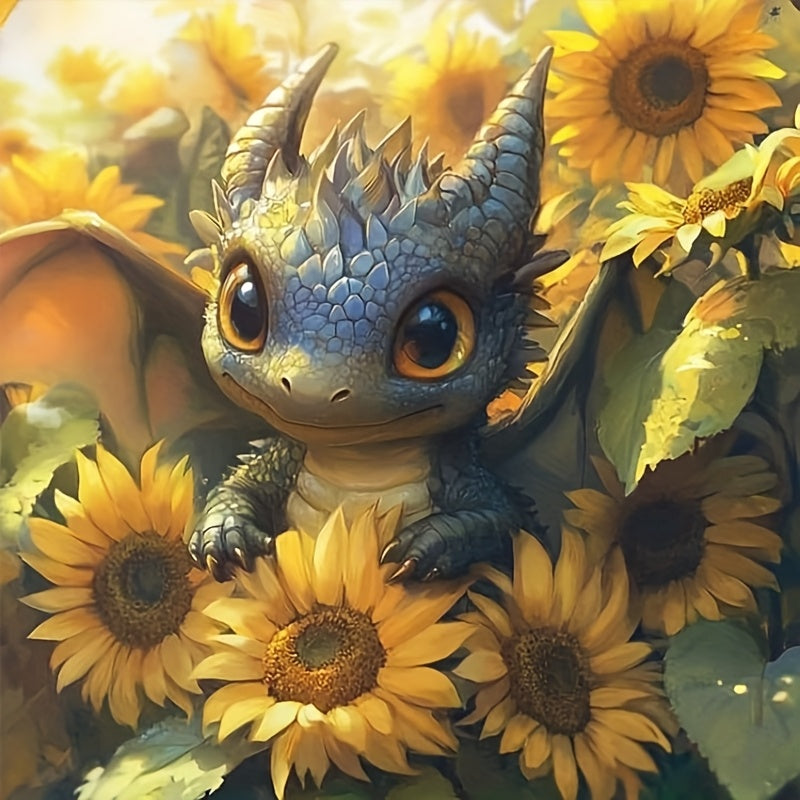 Beginner Friendly 5D Diamond Art: Sunflower Dragon Baby