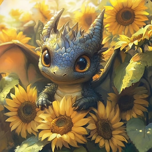 Beginner Friendly 5D Diamond Art: Sunflower Dragon Baby