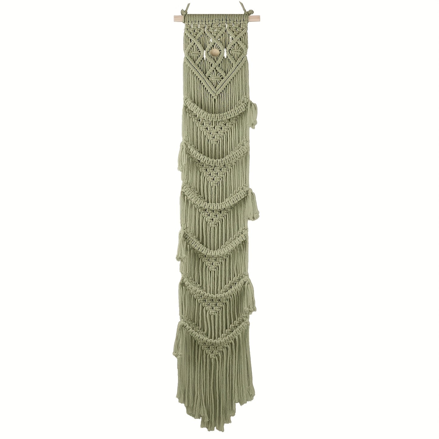 Wooden Wall Mount Hat Rack With Macrame Tassels Foldable