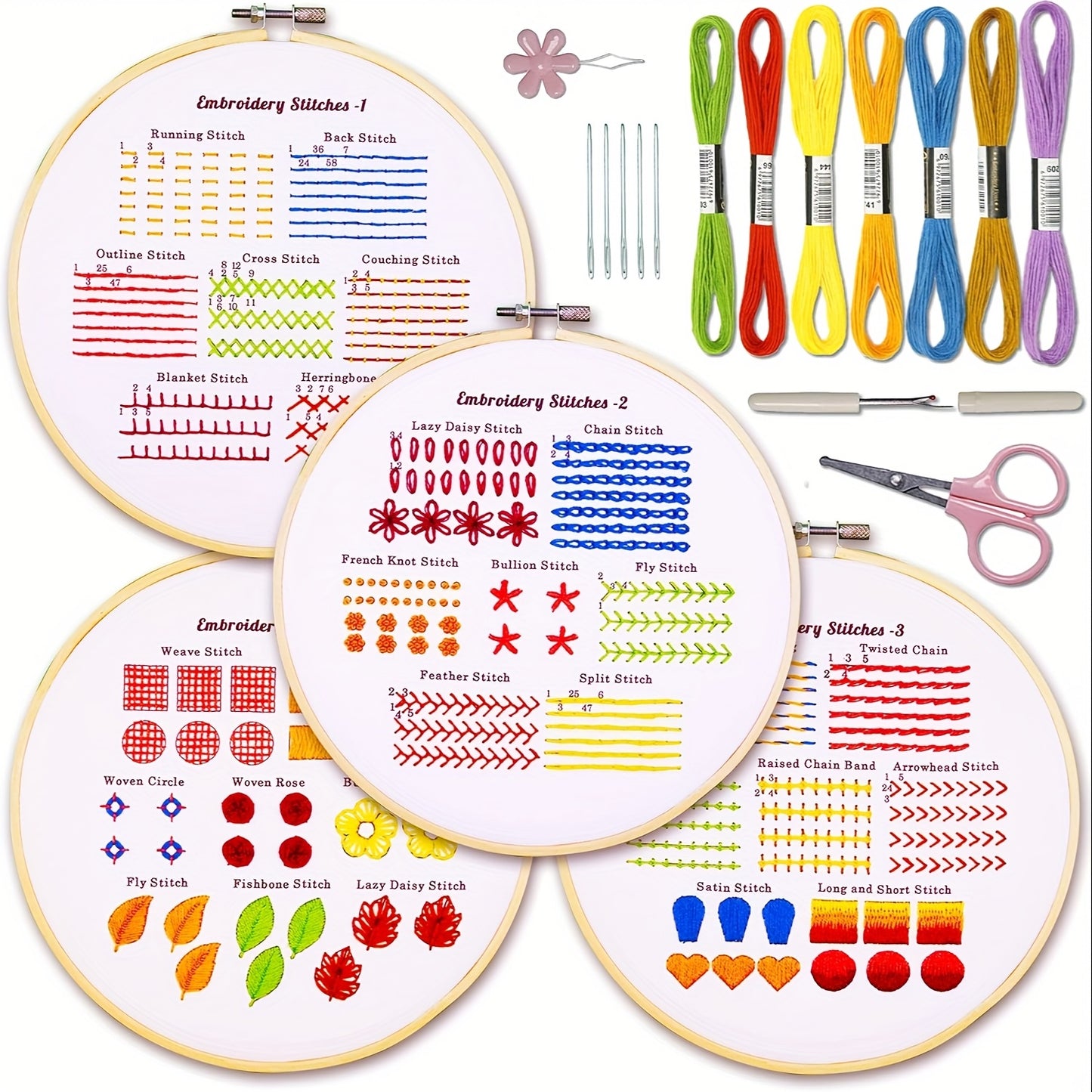 Classic Embroidery Stitches Practice Kit For Beginners